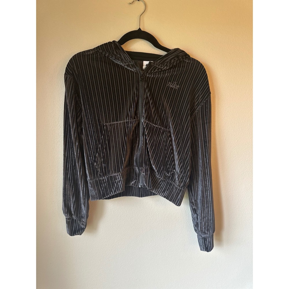 NWT Nike Sportswear Older Kids' (Girls') Full-Zip Ribbed Velvet Hoodie Size XL